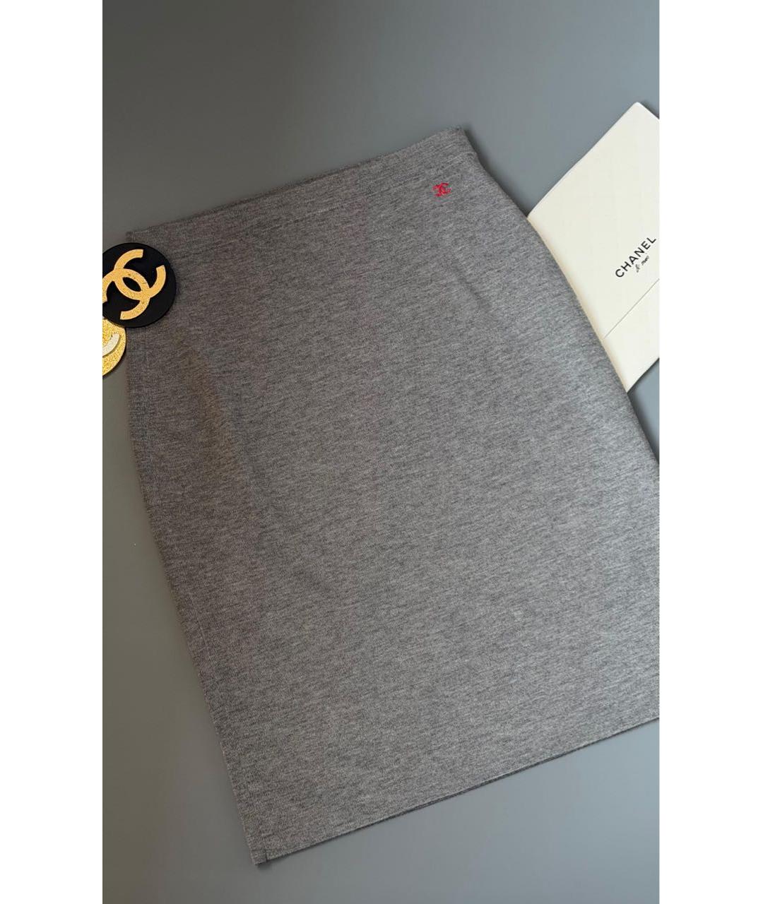 CHANEL Серая кашемировая юбка миди, фото 4