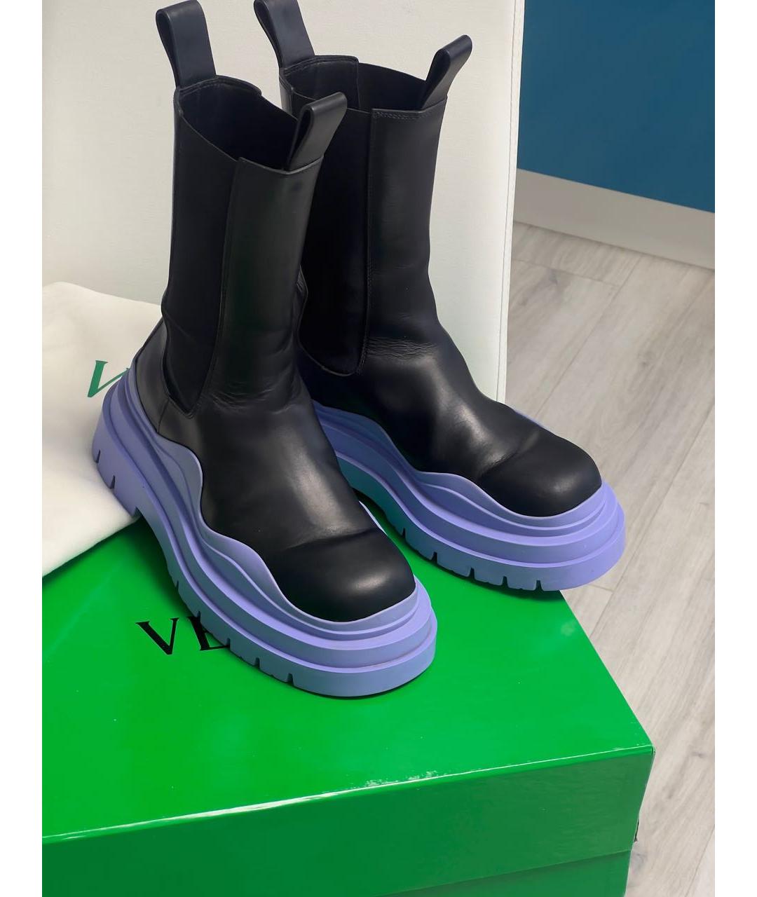 BOTTEGA VENETA Черные кожаные полусапоги, фото 3