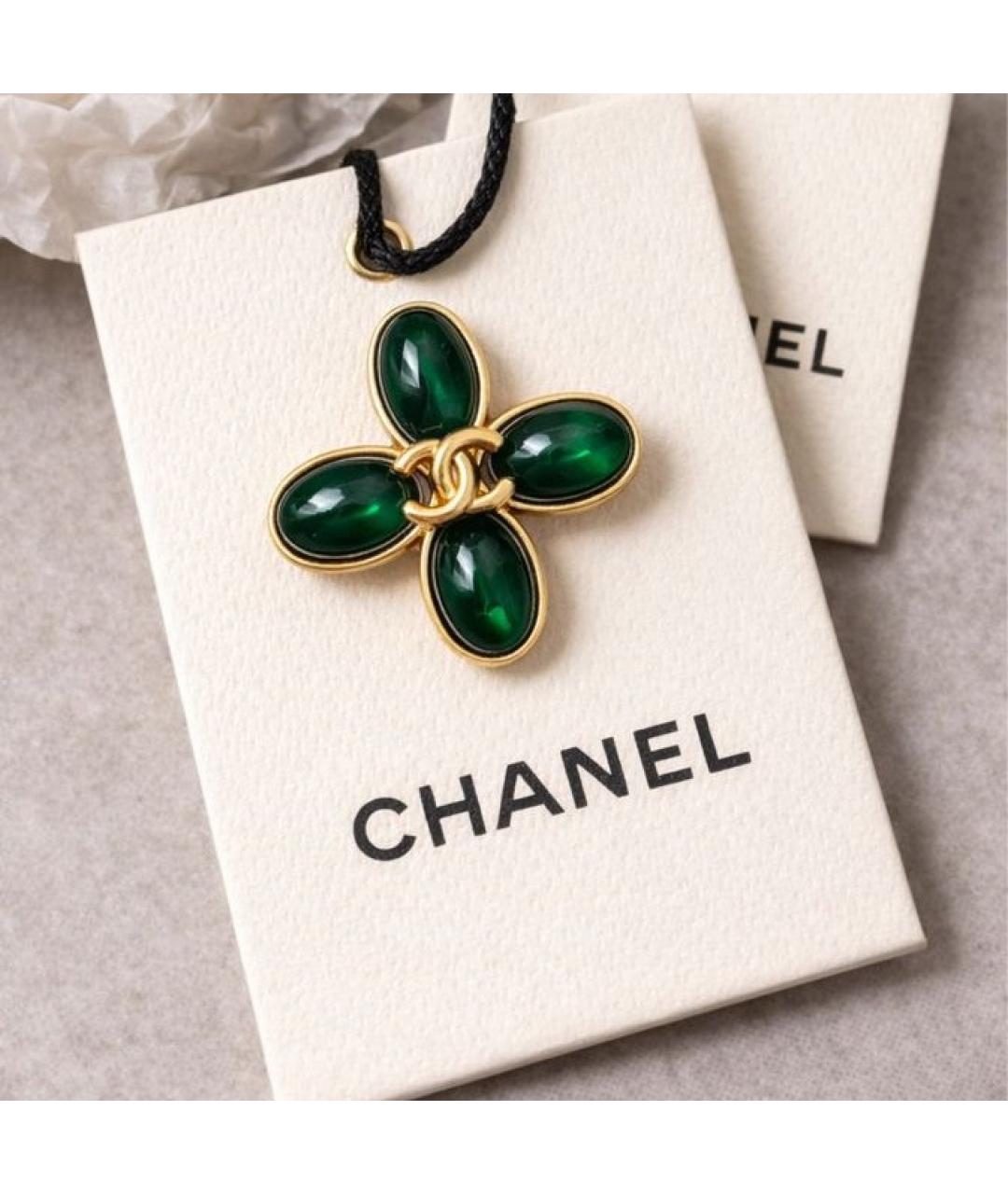 CHANEL Зеленая булавка / брошь, фото 5