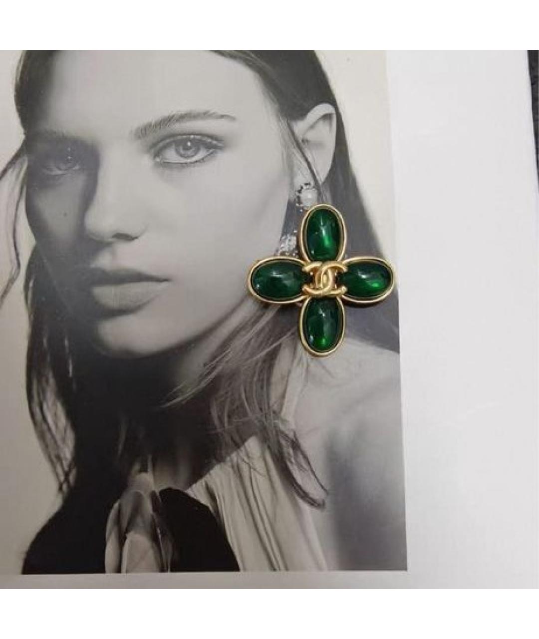 CHANEL Зеленая булавка / брошь, фото 2