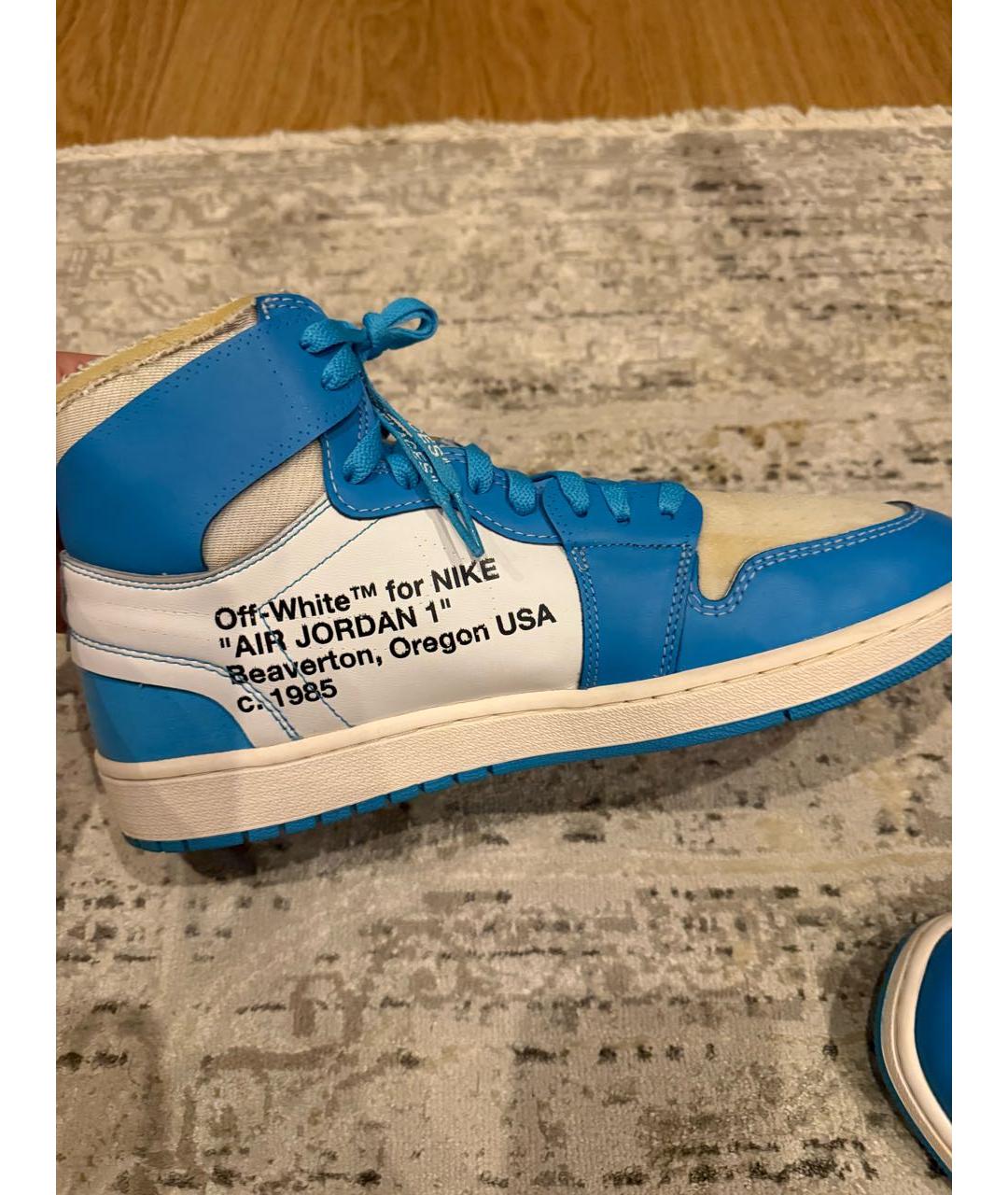 NIKE X OFF-WHITE Голубые высокие кроссовки / кеды, фото 3