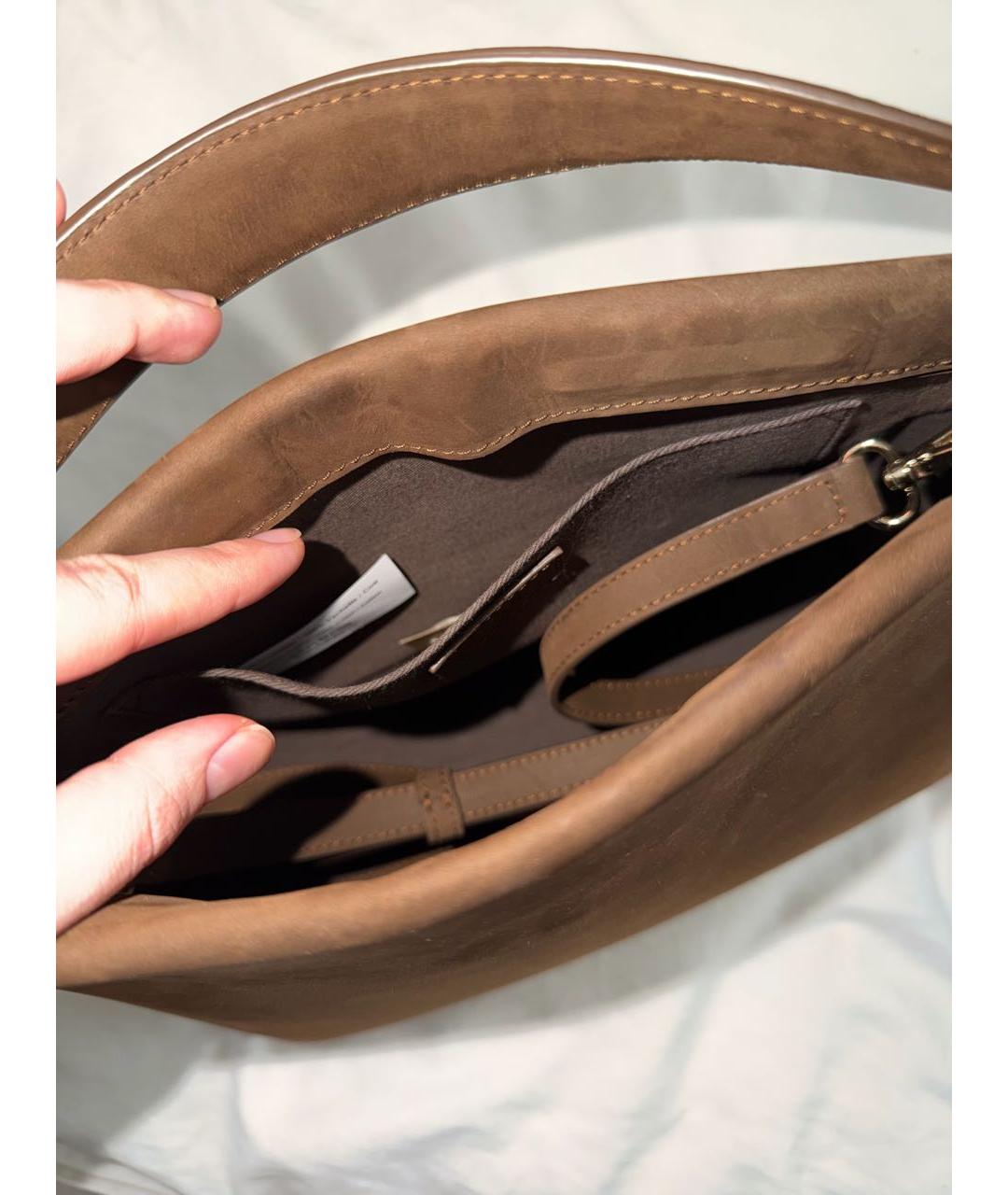 A.P.C. Коричневая замшевая сумка с короткими ручками, фото 4