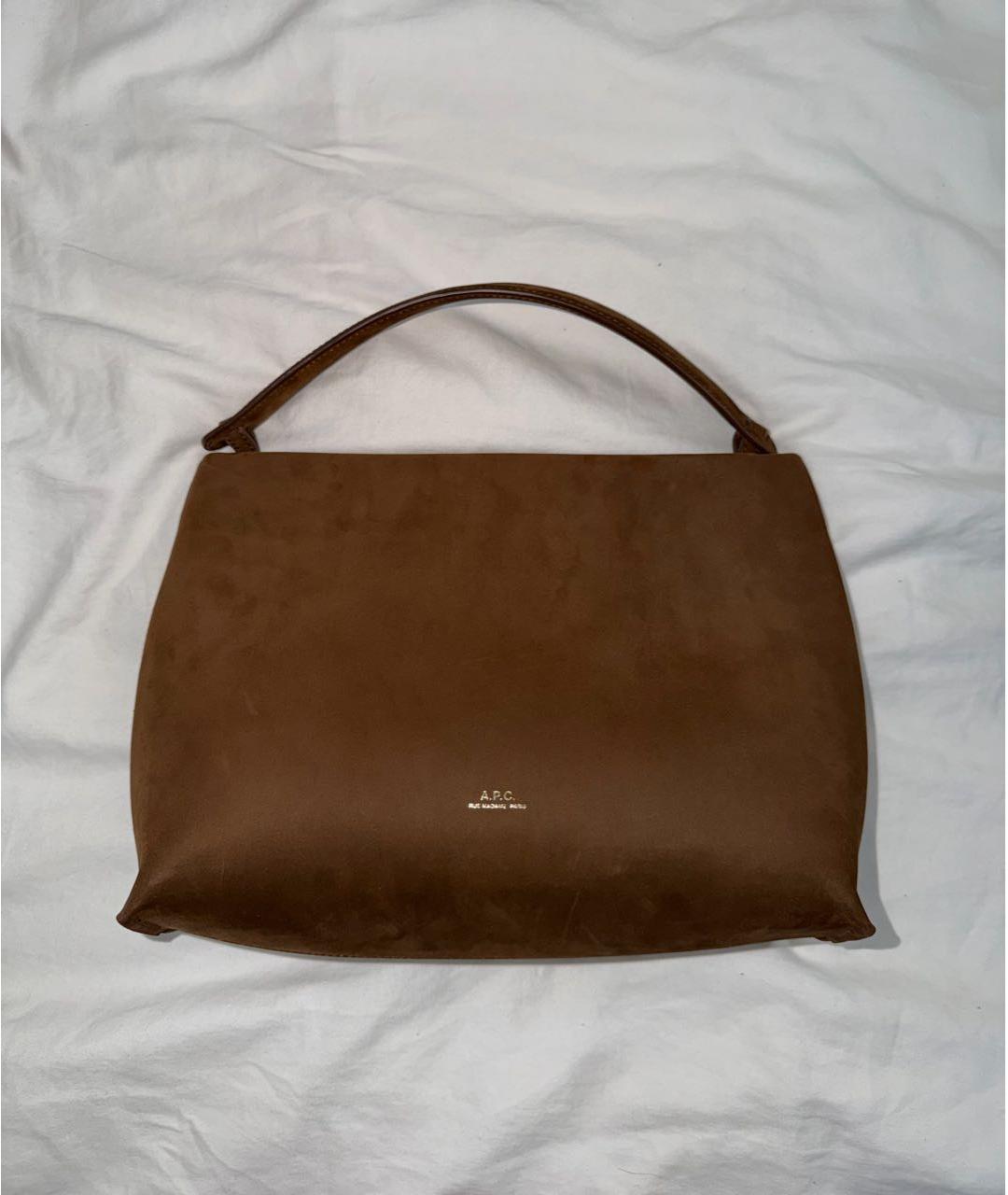 A.P.C. Коричневая замшевая сумка с короткими ручками, фото 2
