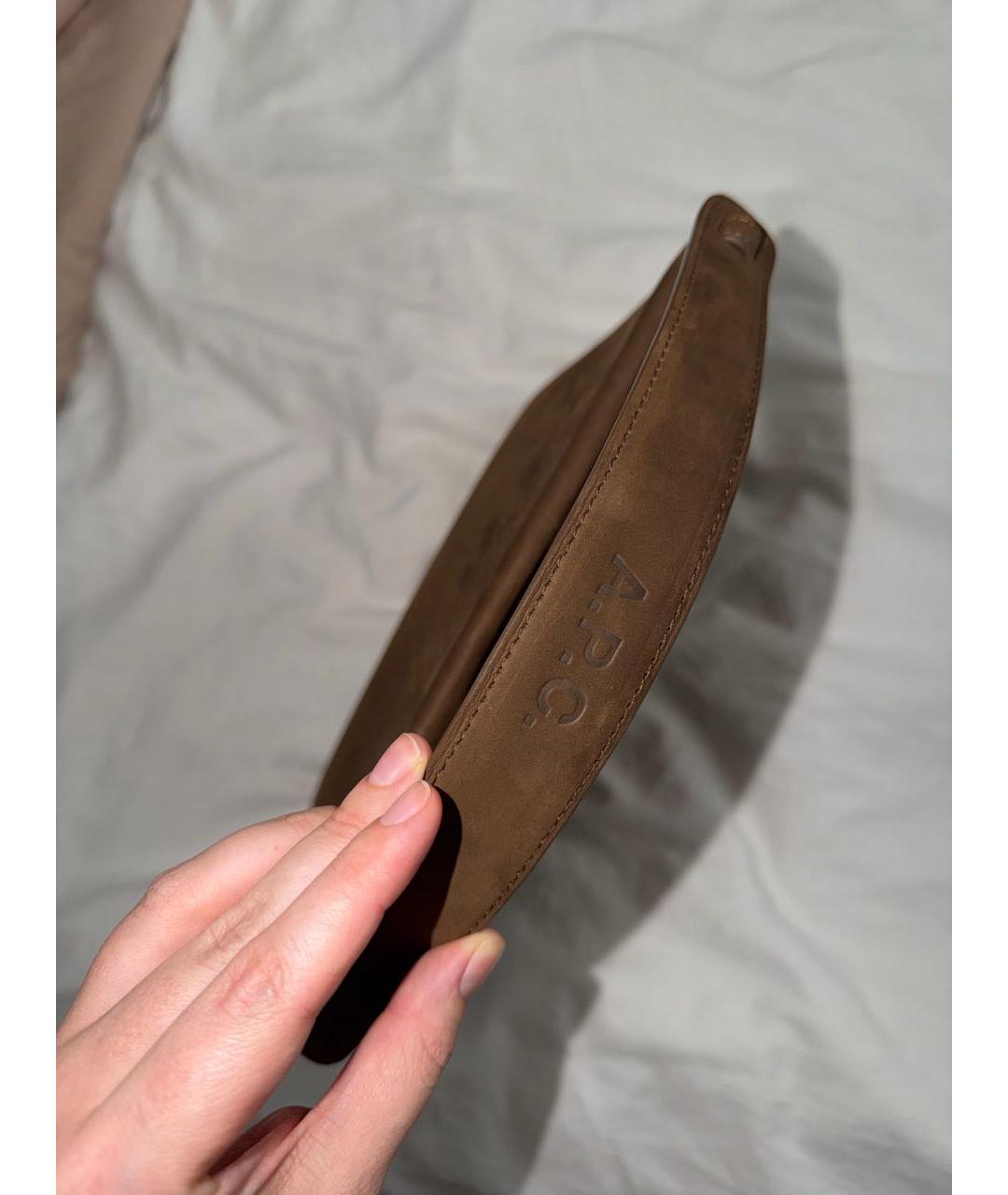 A.P.C. Коричневая замшевая сумка с короткими ручками, фото 3