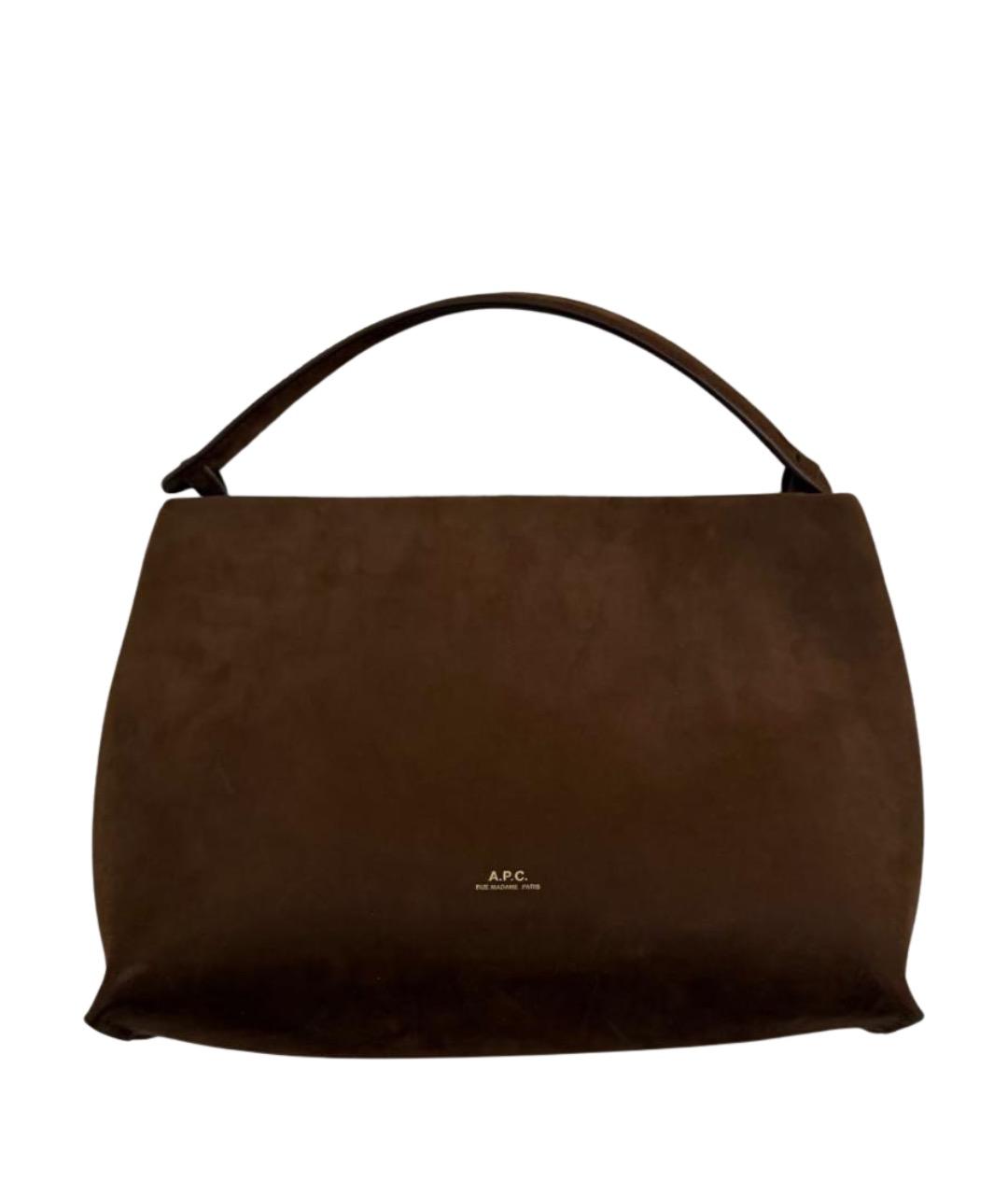 A.P.C. Коричневая замшевая сумка с короткими ручками, фото 1
