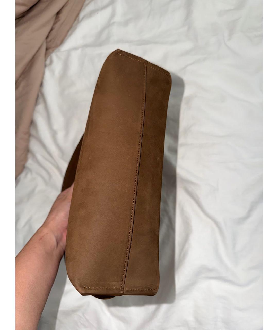 A.P.C. Коричневая замшевая сумка с короткими ручками, фото 6