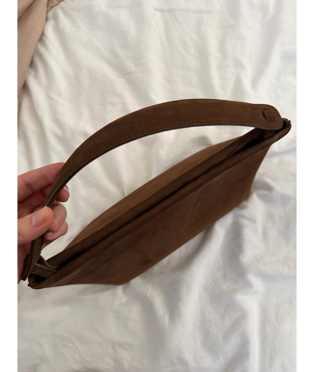 A.P.C. Коричневая замшевая сумка с короткими ручками, фото 7