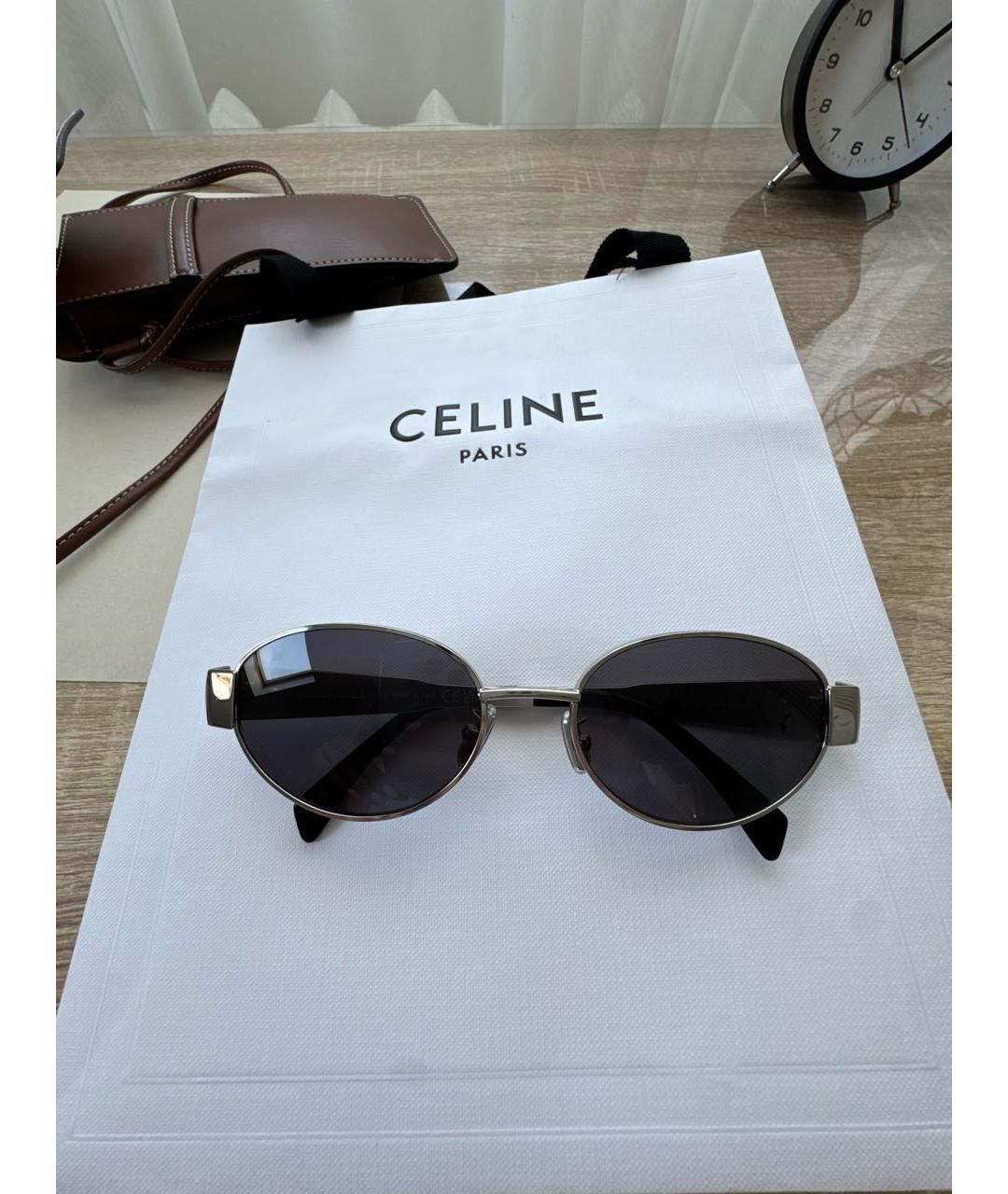 CELINE Серебряные металлические солнцезащитные очки, фото 9