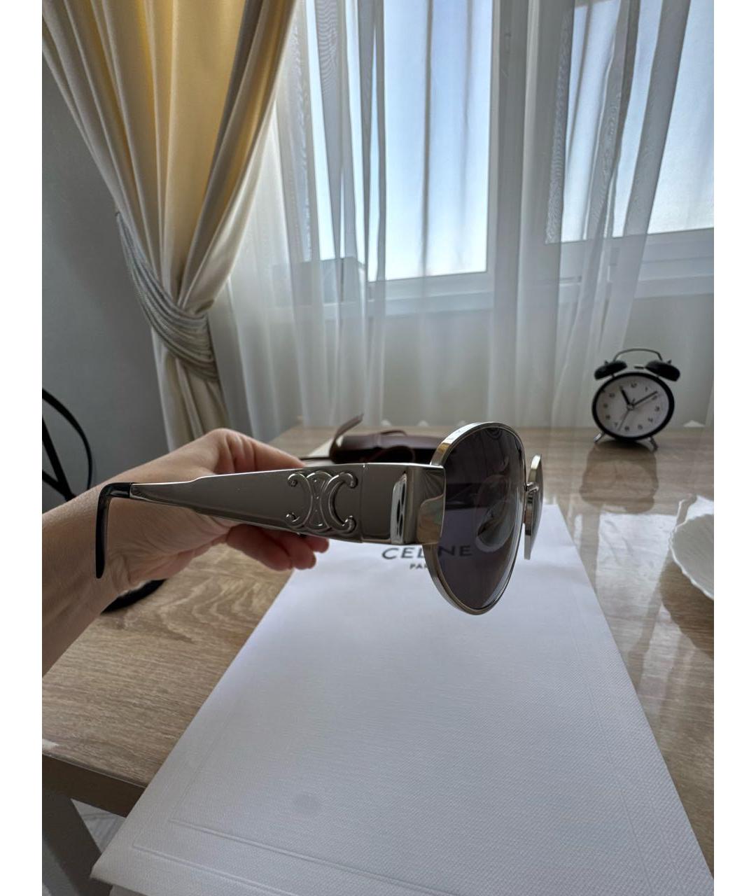 CELINE Серебряные металлические солнцезащитные очки, фото 3