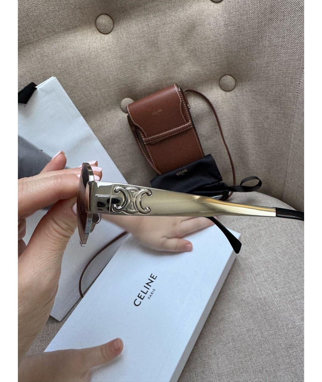 CELINE Серебряные металлические солнцезащитные очки, фото 8