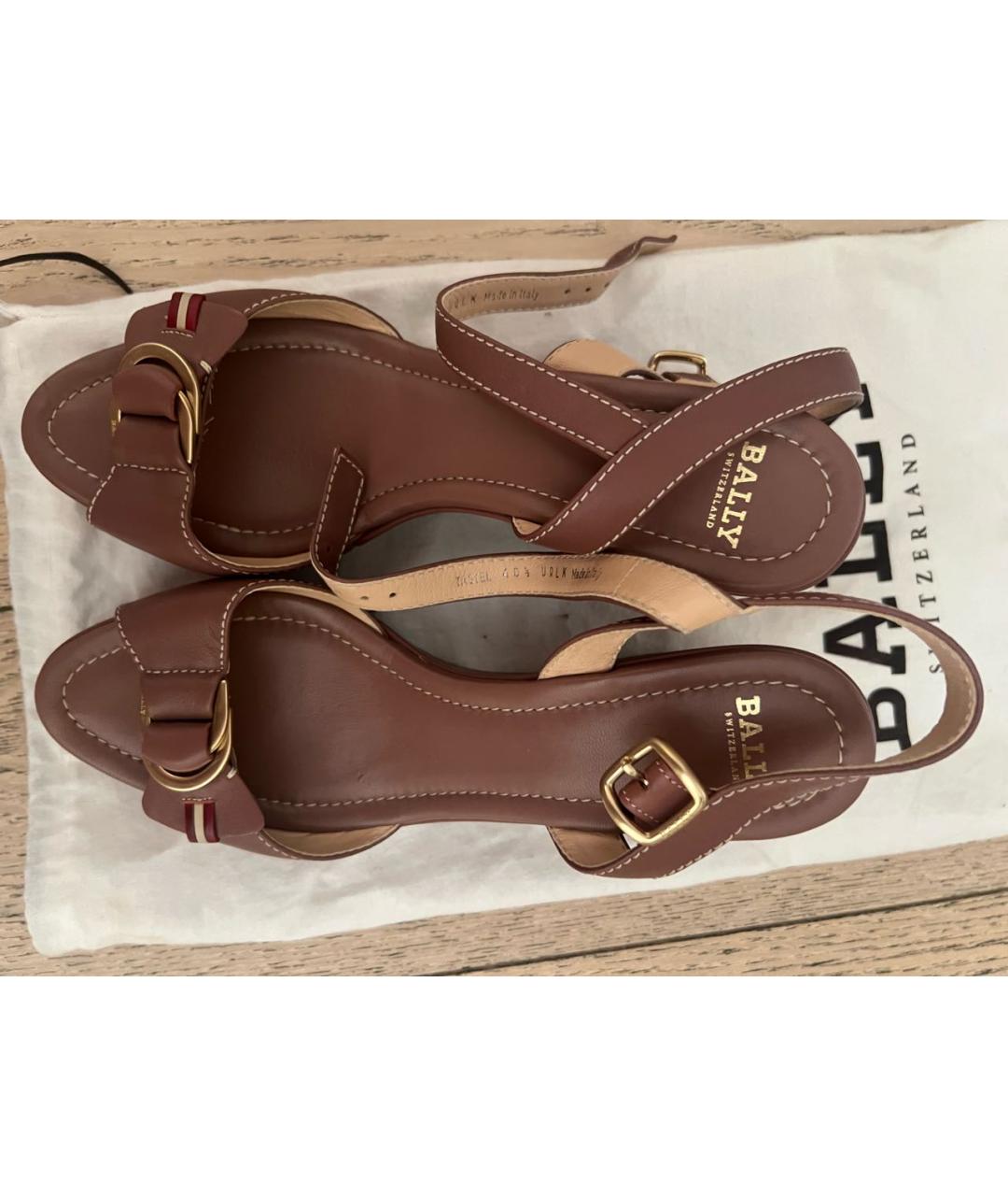 BALLY Коричневые кожаные босоножки, фото 2