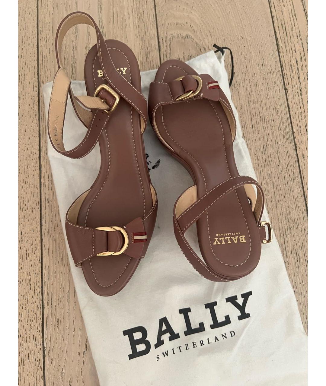 BALLY Коричневые кожаные босоножки, фото 3