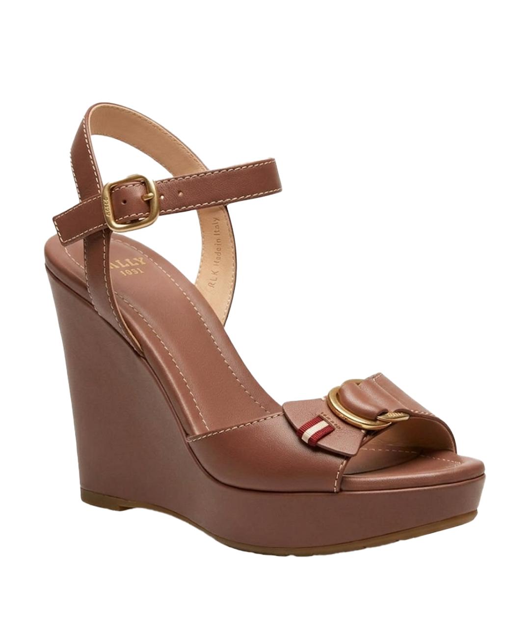 BALLY Коричневые кожаные босоножки, фото 1