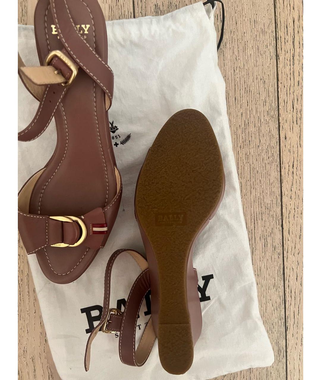 BALLY Коричневые кожаные босоножки, фото 4