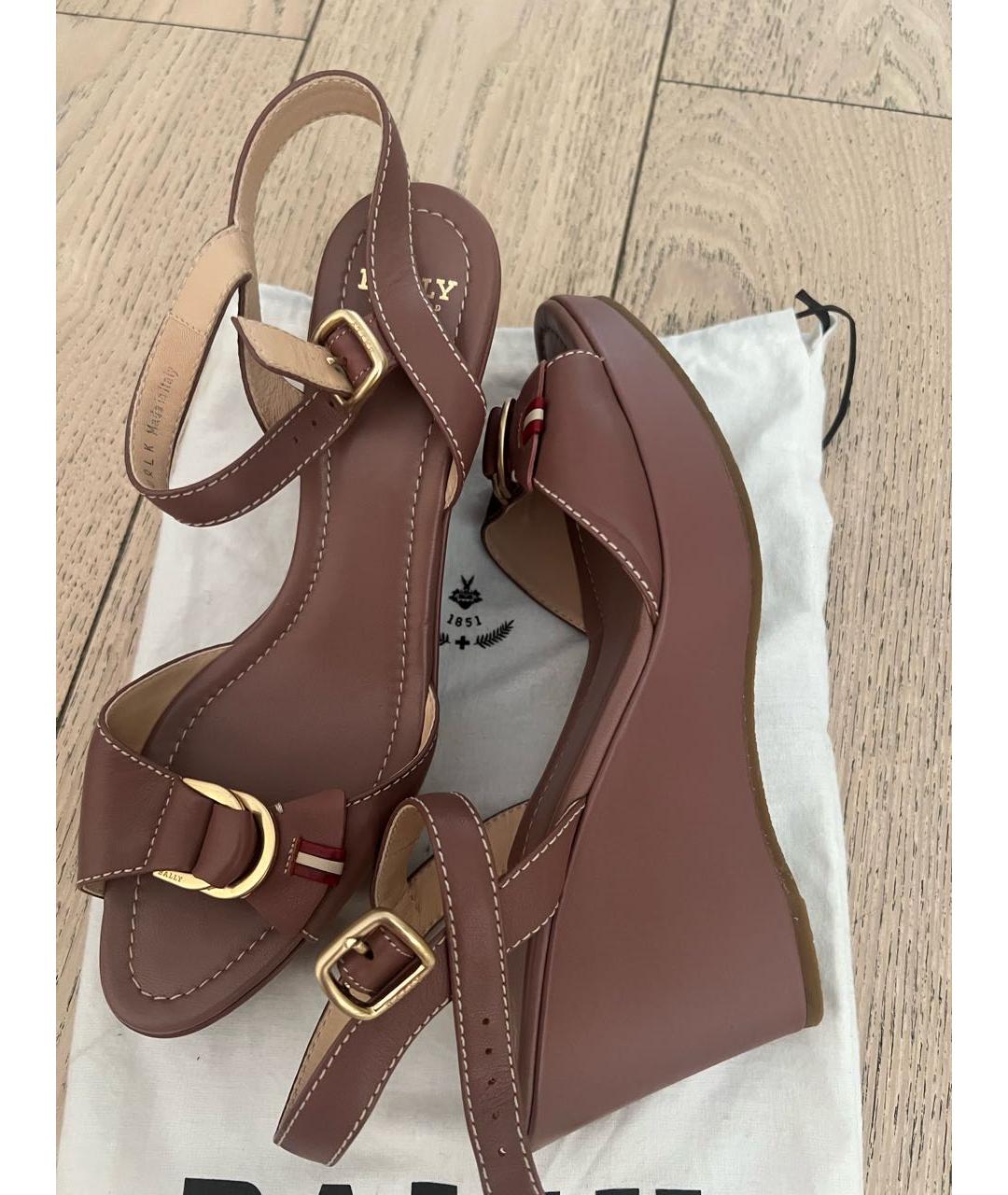 BALLY Коричневые кожаные босоножки, фото 5