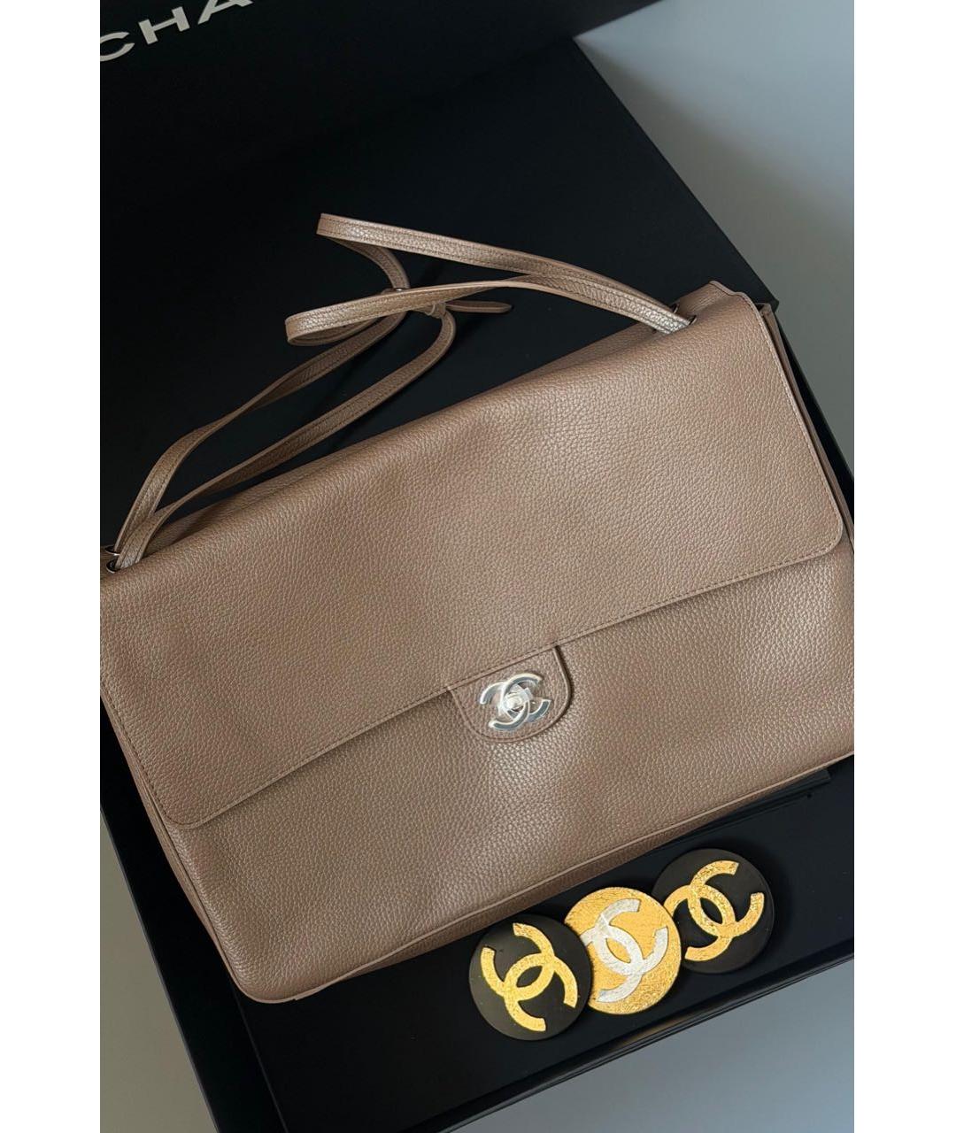CHANEL Бежевая кожаная сумка через плечо, фото 2