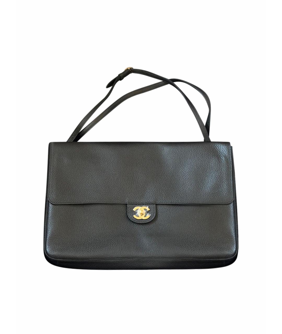 CHANEL Черная кожаная сумка с короткими ручками, фото 1