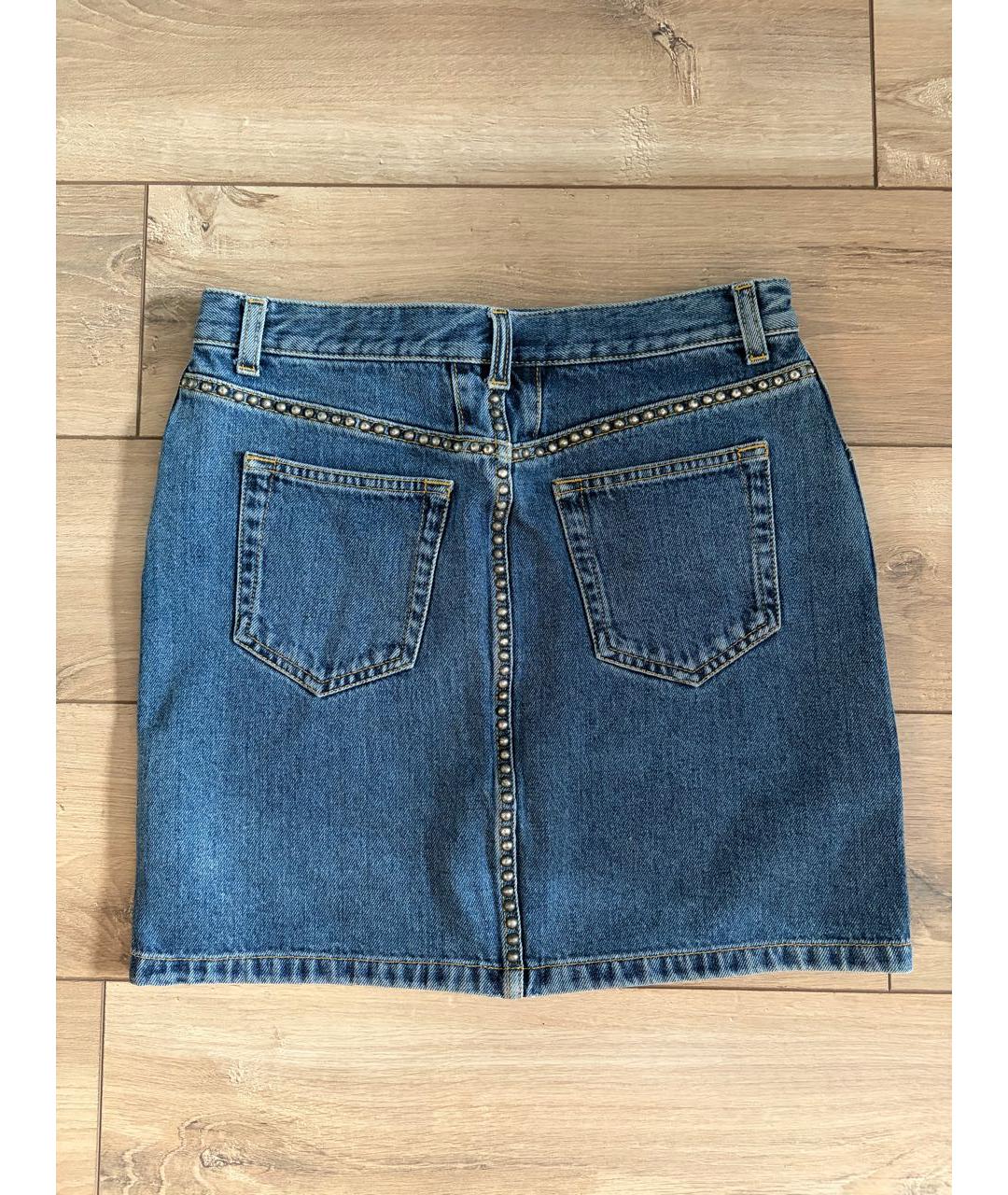 SAINT LAURENT Голубая хлопковая юбка мини, фото 2