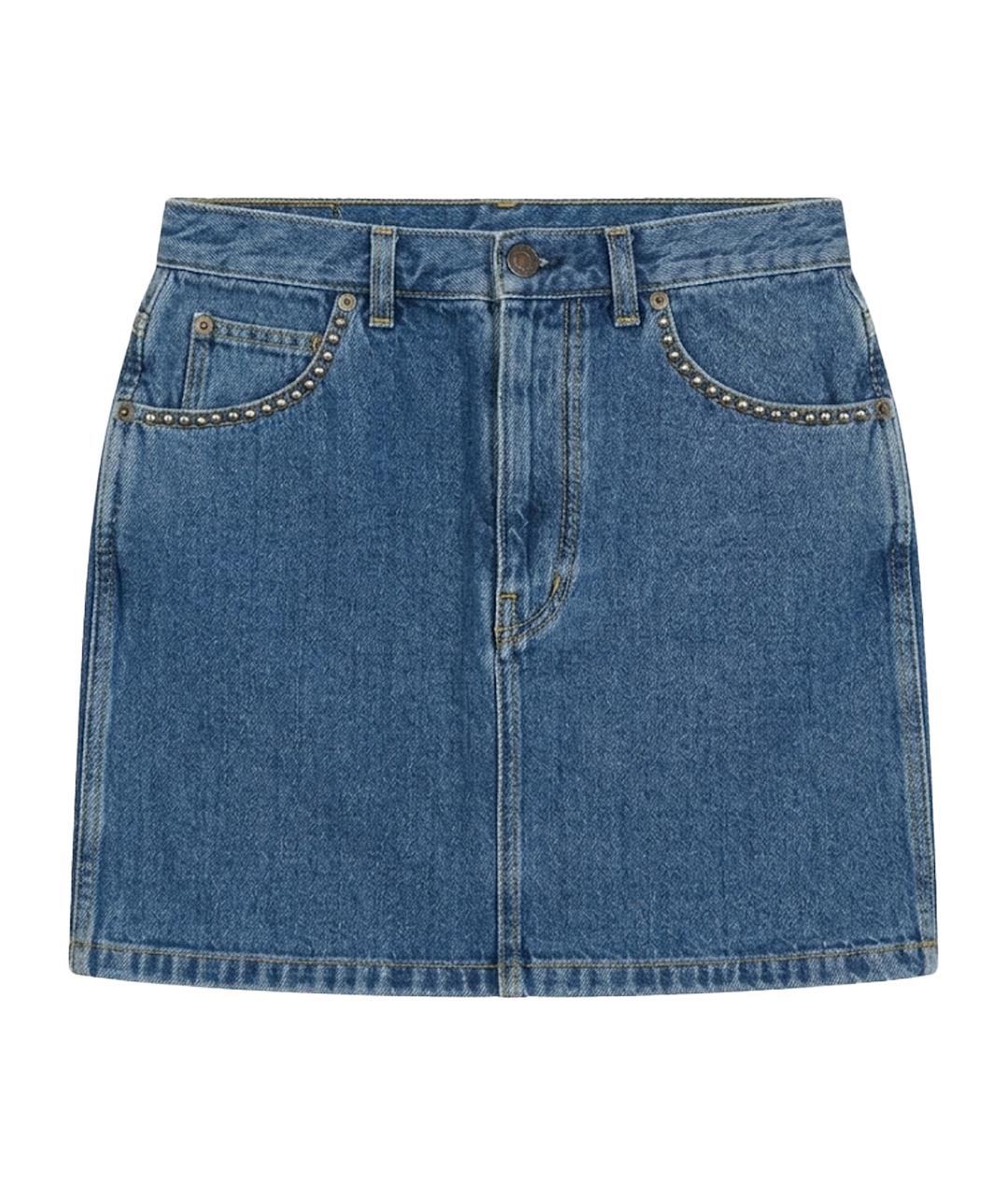 SAINT LAURENT Голубая хлопковая юбка мини, фото 1