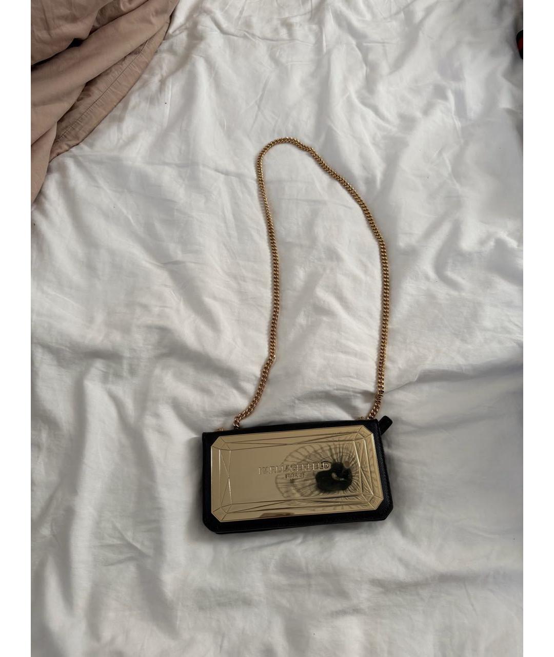 KARL LAGERFELD Черная кожаная сумка через плечо, фото 2