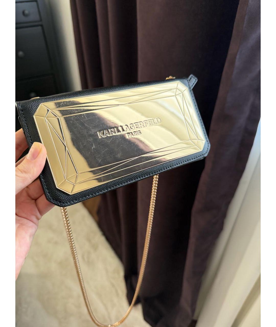 KARL LAGERFELD Черная кожаная сумка через плечо, фото 3