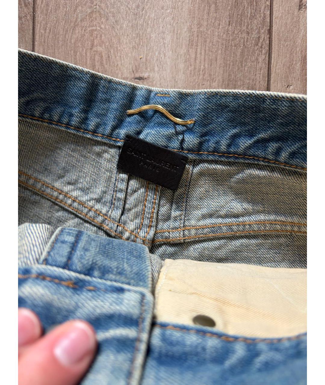 SAINT LAURENT Голубые хлопковые шорты, фото 4