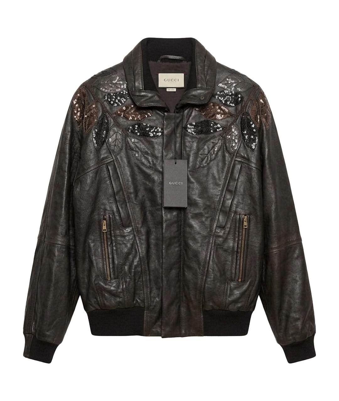 GUCCI Коричневая кожаная куртка, фото 1