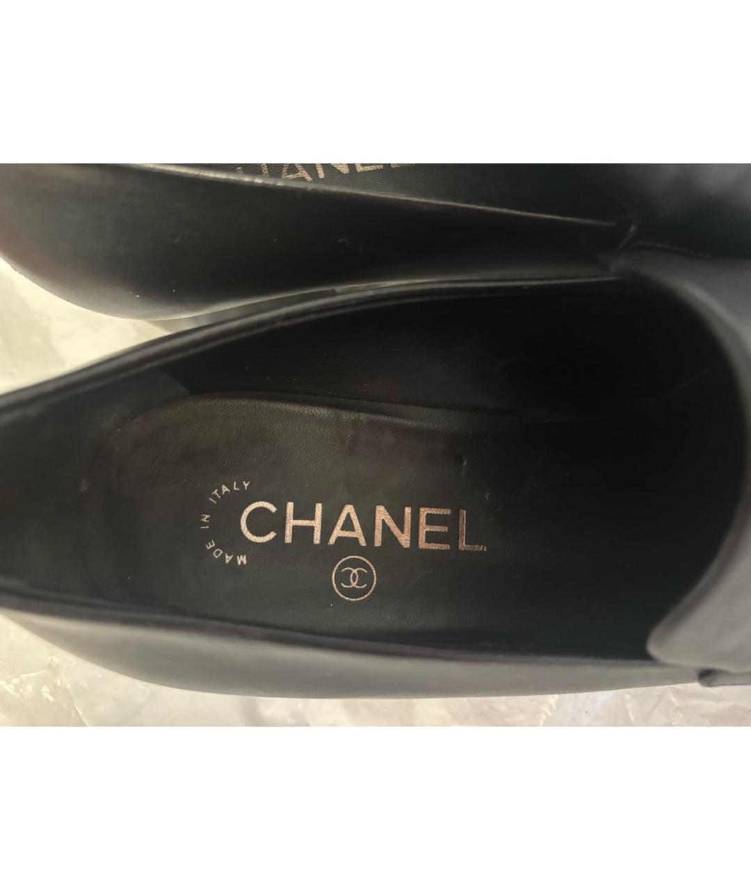 CHANEL Черные кожаные туфли, фото 4