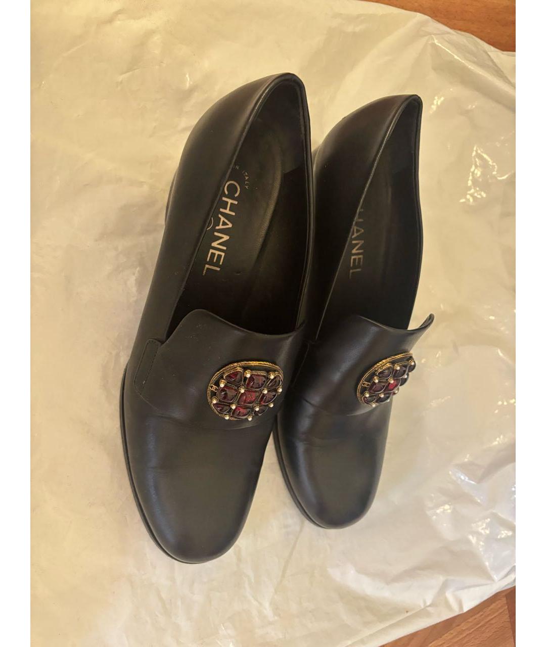 CHANEL Черные кожаные туфли, фото 2