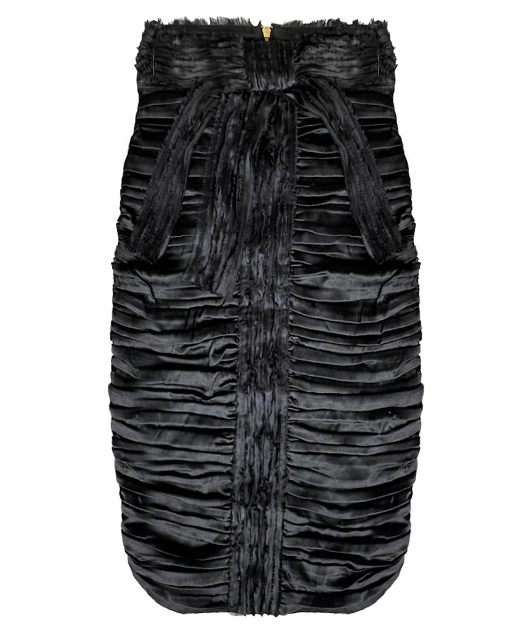 DOLCE&GABBANA Черная шелковая юбка миди, фото 1