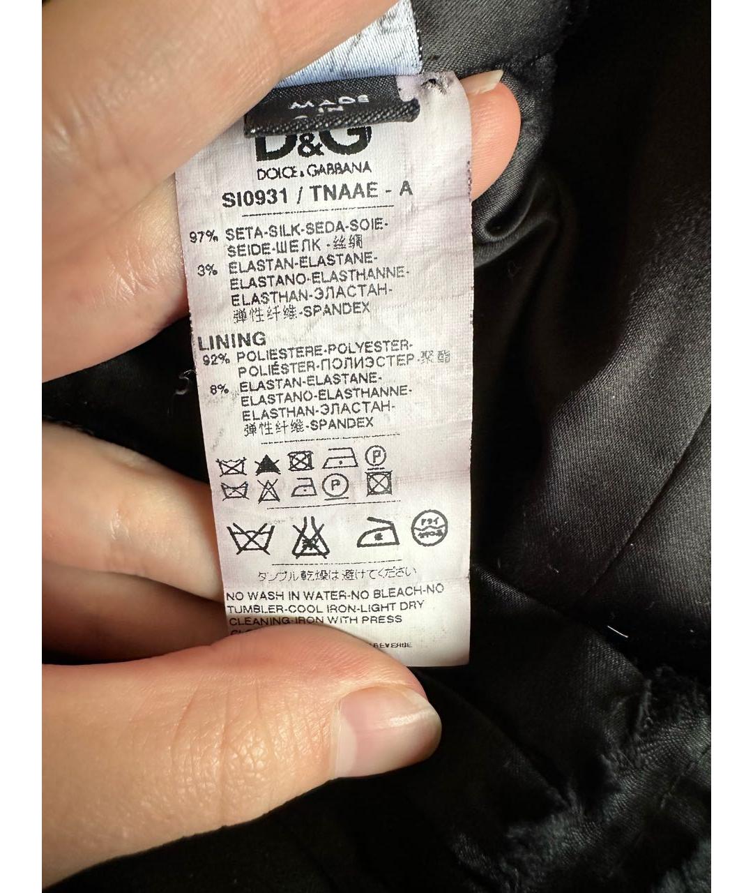DOLCE&GABBANA Черная шелковая юбка миди, фото 5