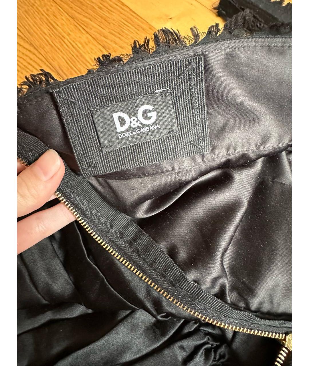 DOLCE&GABBANA Черная шелковая юбка миди, фото 3