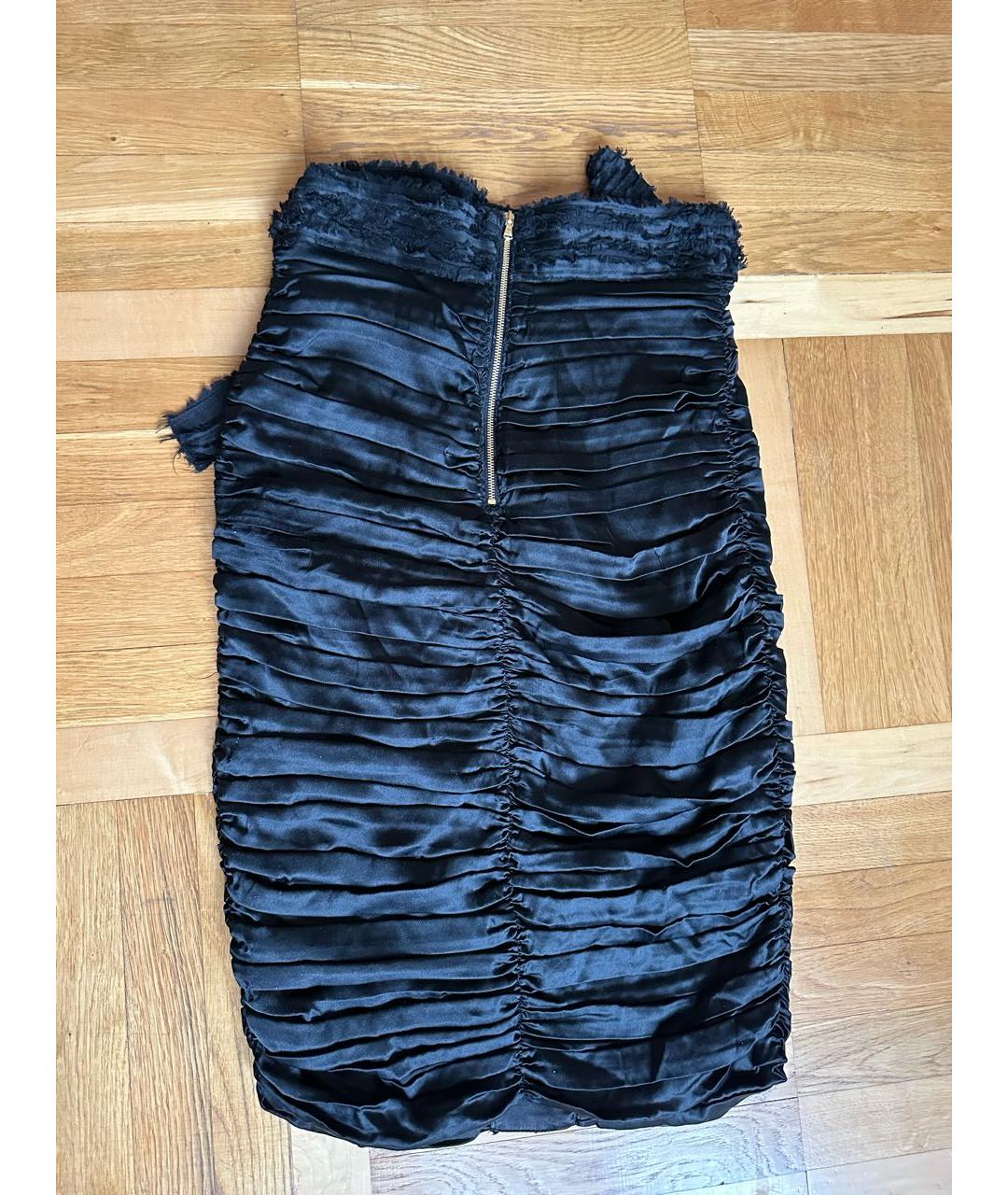 DOLCE&GABBANA Черная шелковая юбка миди, фото 2