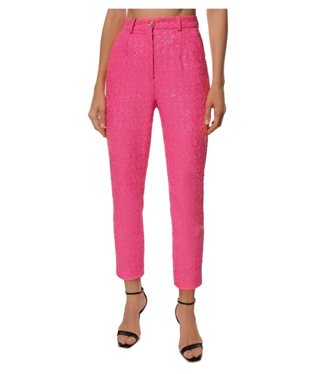 DOLCE&GABBANA Фуксия шелковые брюки узкие, фото 3