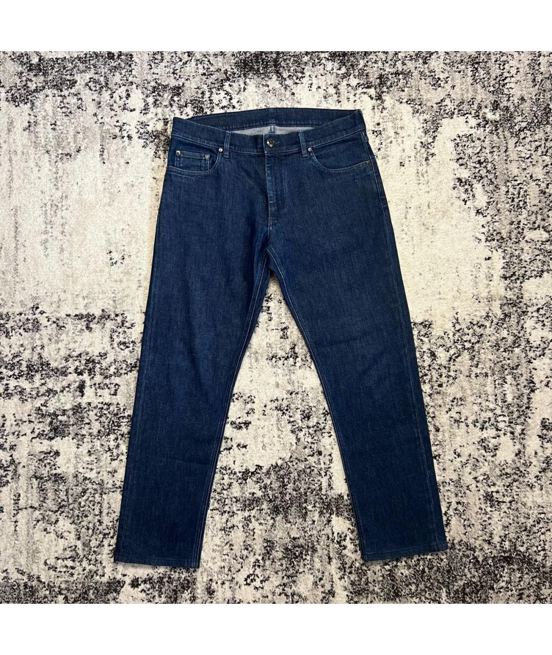 CORNELIANI Темно-синие хлопко-эластановые прямые джинсы, фото 9