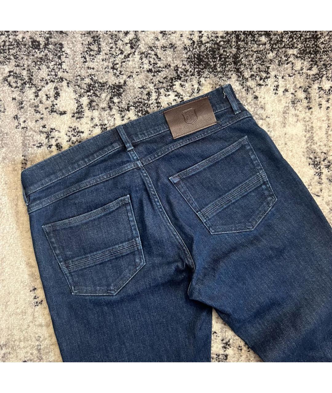 CORNELIANI Темно-синие хлопко-эластановые прямые джинсы, фото 7