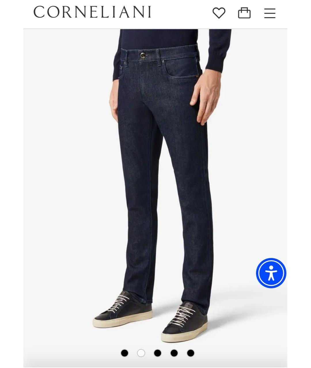 CORNELIANI Темно-синие хлопко-эластановые прямые джинсы, фото 8
