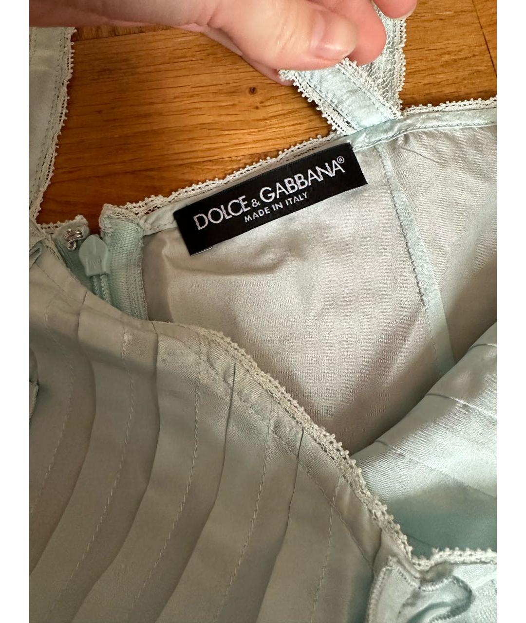 DOLCE&GABBANA Голубая шелковая майка, фото 3