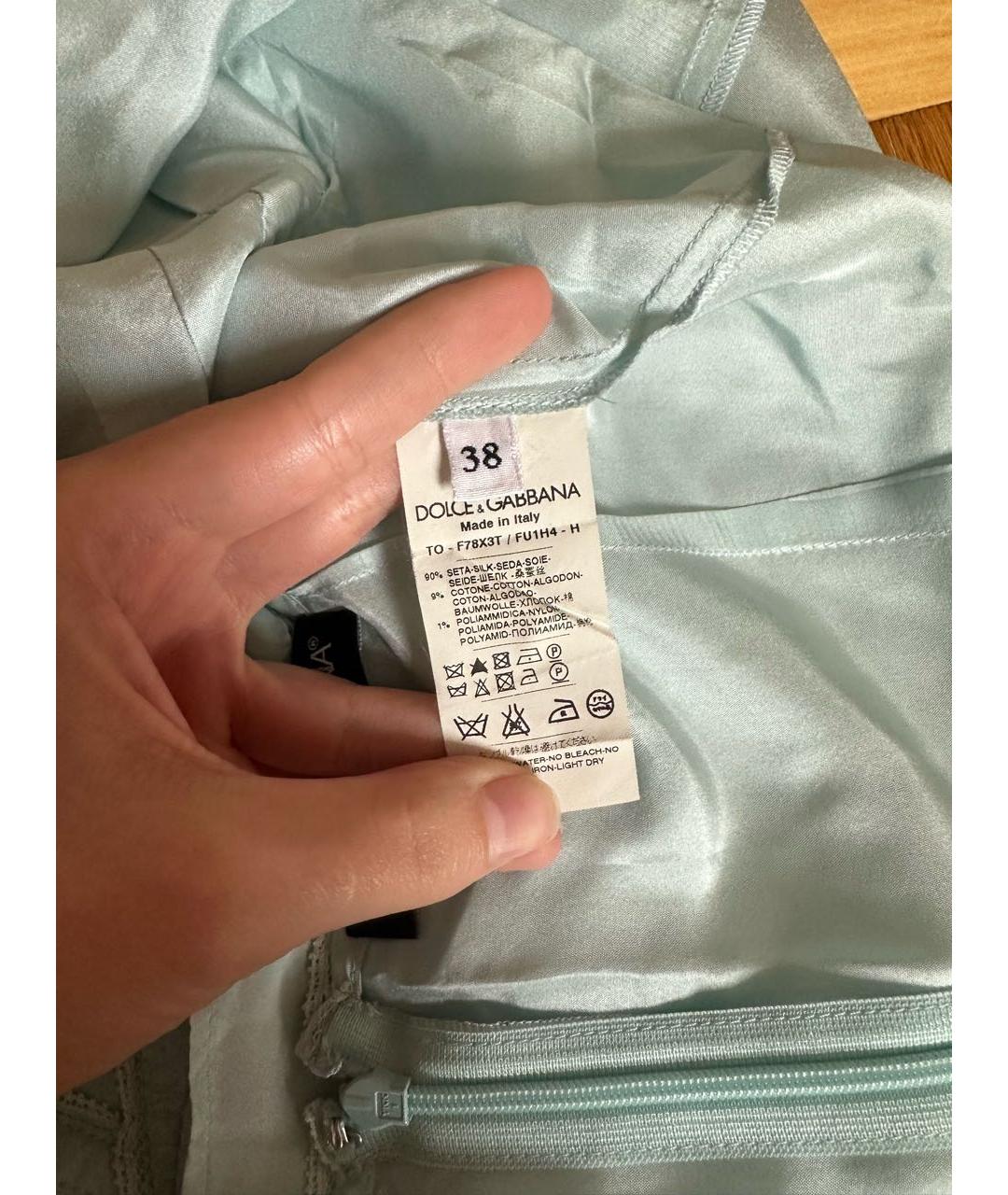 DOLCE&GABBANA Голубая шелковая майка, фото 4