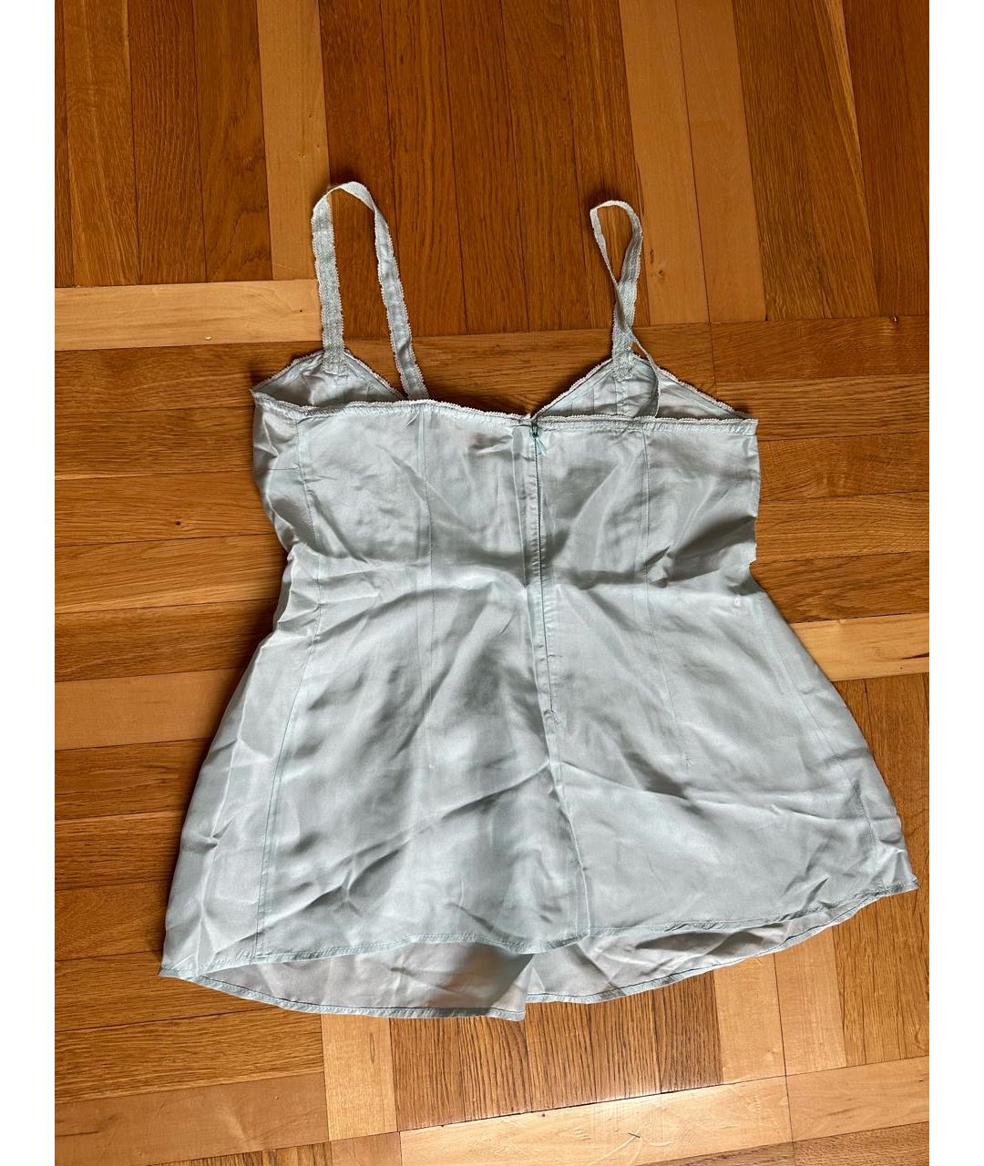 DOLCE&GABBANA Голубая шелковая майка, фото 2