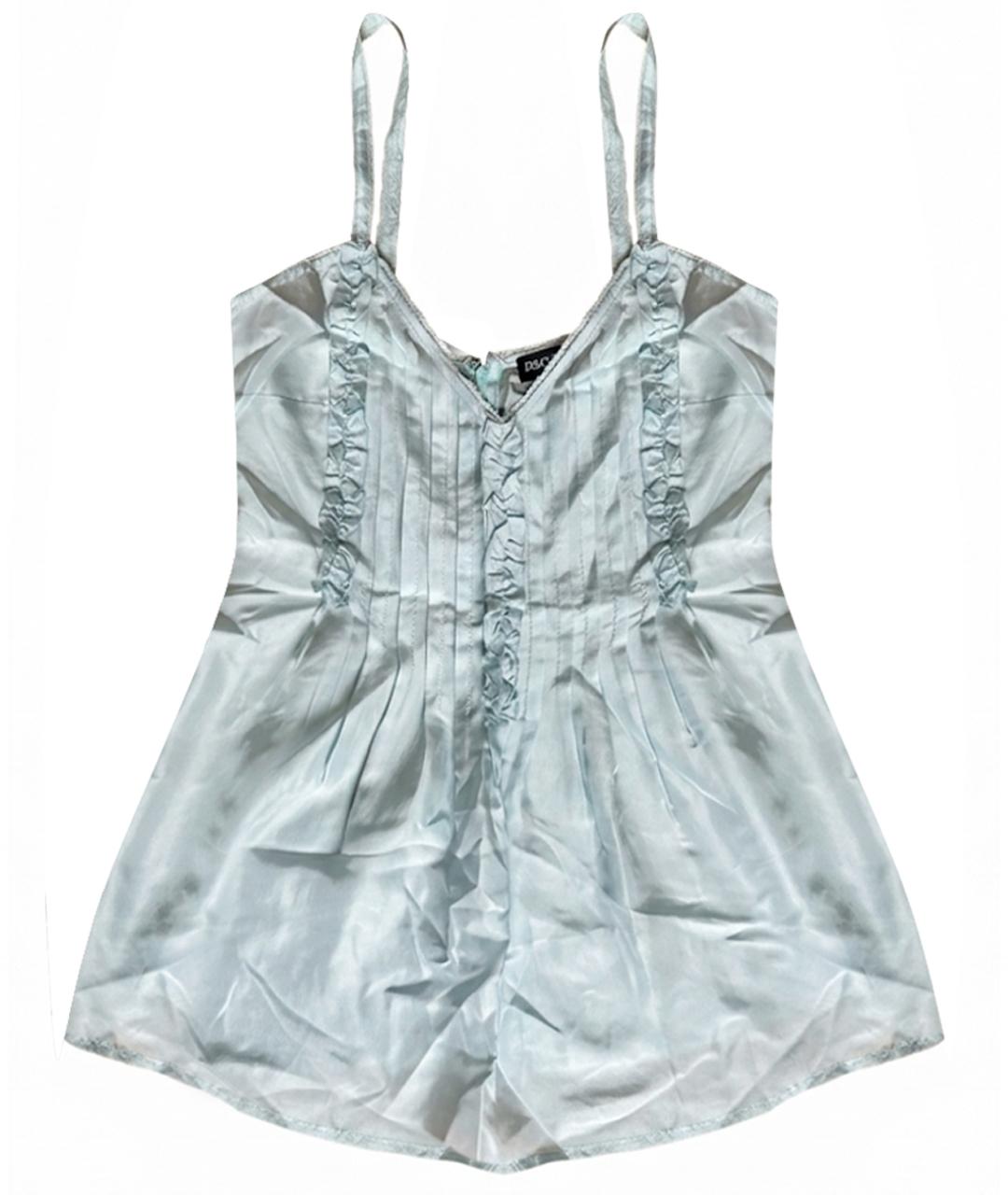 DOLCE&GABBANA Голубая шелковая майка, фото 1