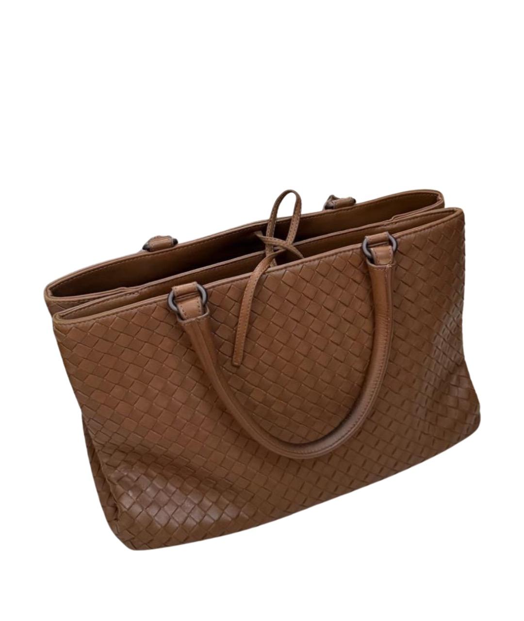BOTTEGA VENETA Коричневая кожаная сумка тоут, фото 10
