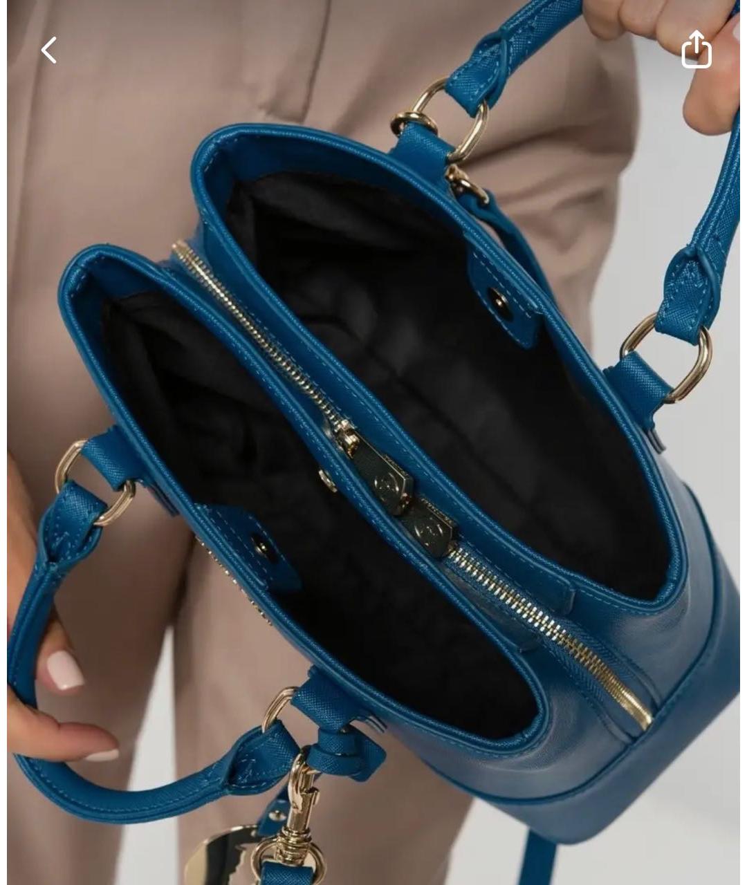 TRUSSARDI Голубая сумка через плечо из искусственной кожи, фото 5