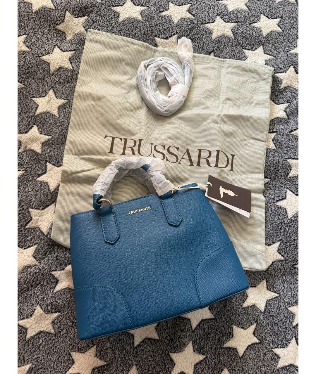 TRUSSARDI Голубая сумка через плечо из искусственной кожи, фото 3