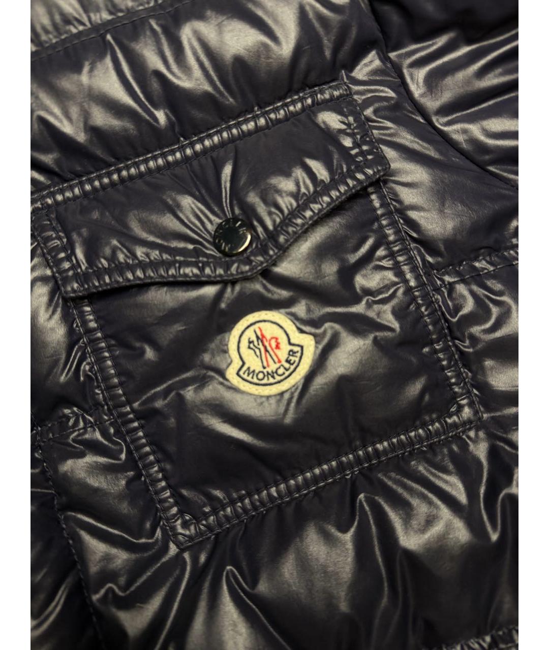 MONCLER Темно-синий полиамидовый пуховик, фото 4