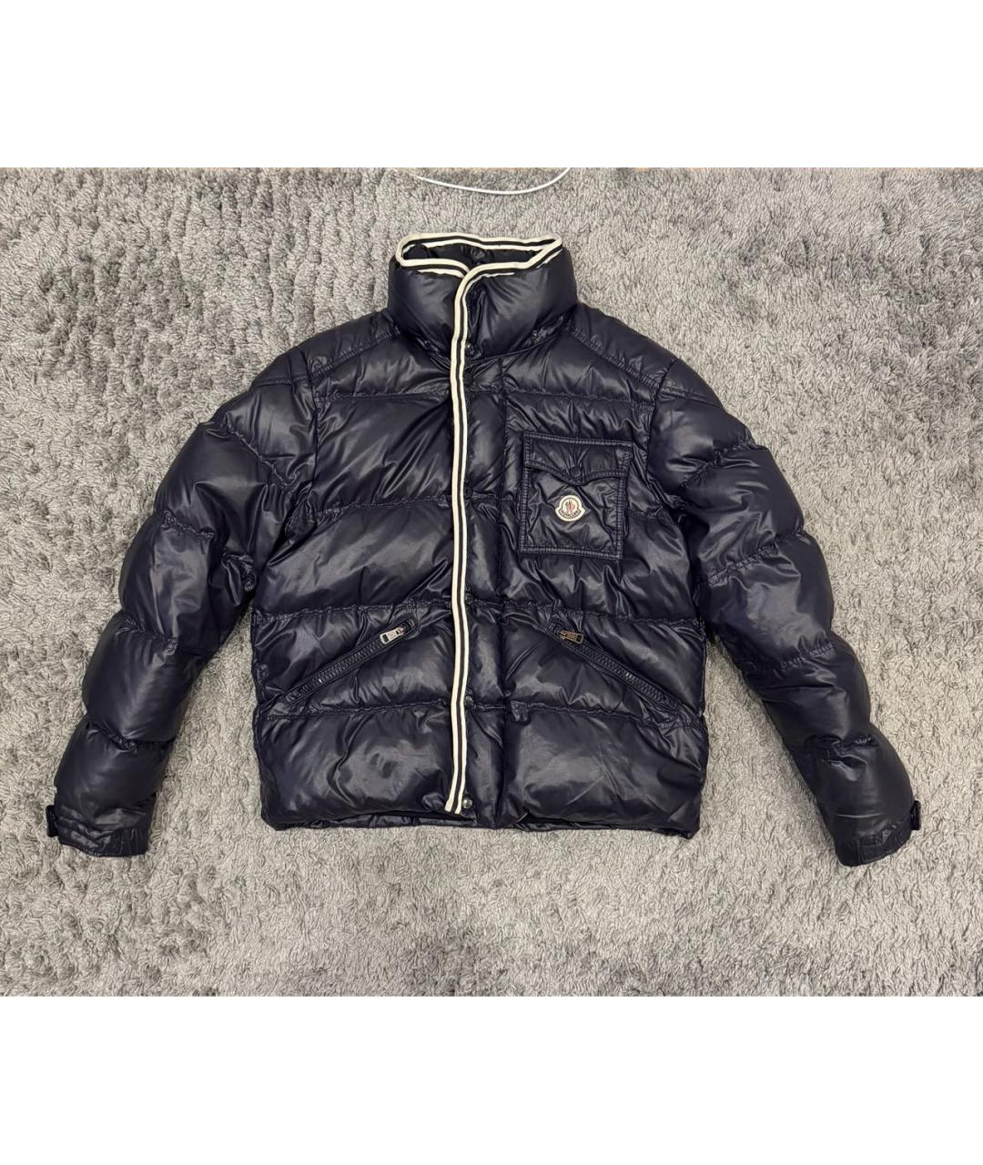 MONCLER Темно-синий полиамидовый пуховик, фото 5