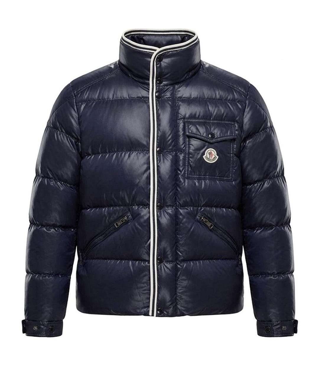 MONCLER Темно-синий полиамидовый пуховик, фото 1