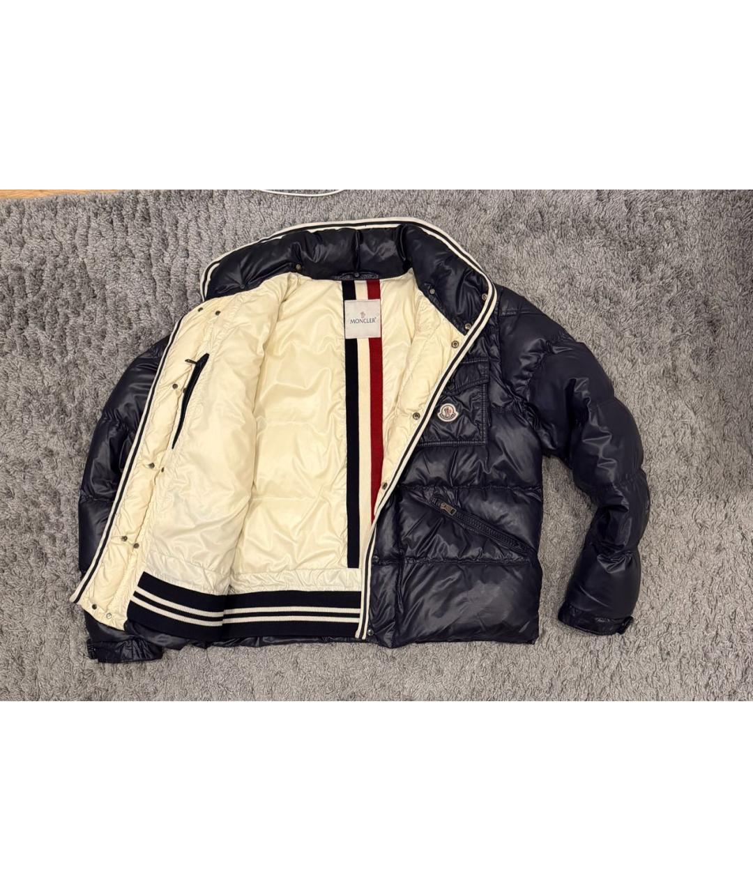 MONCLER Темно-синий полиамидовый пуховик, фото 3