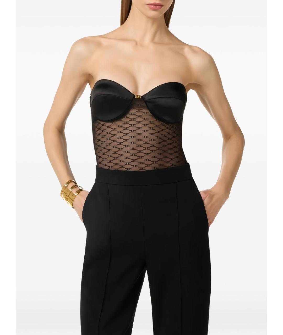 ELISABETTA FRANCHI Черное полиэстеровое боди, фото 5