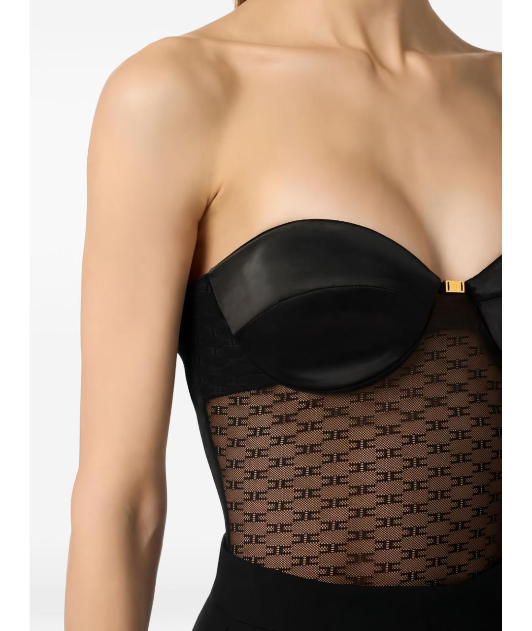 ELISABETTA FRANCHI Черное полиэстеровое боди, фото 2